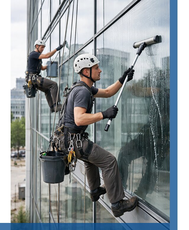 Мойка витражей альпинистами в Азове от 719 р. под ключ|ВЫСОТНИК-Азв