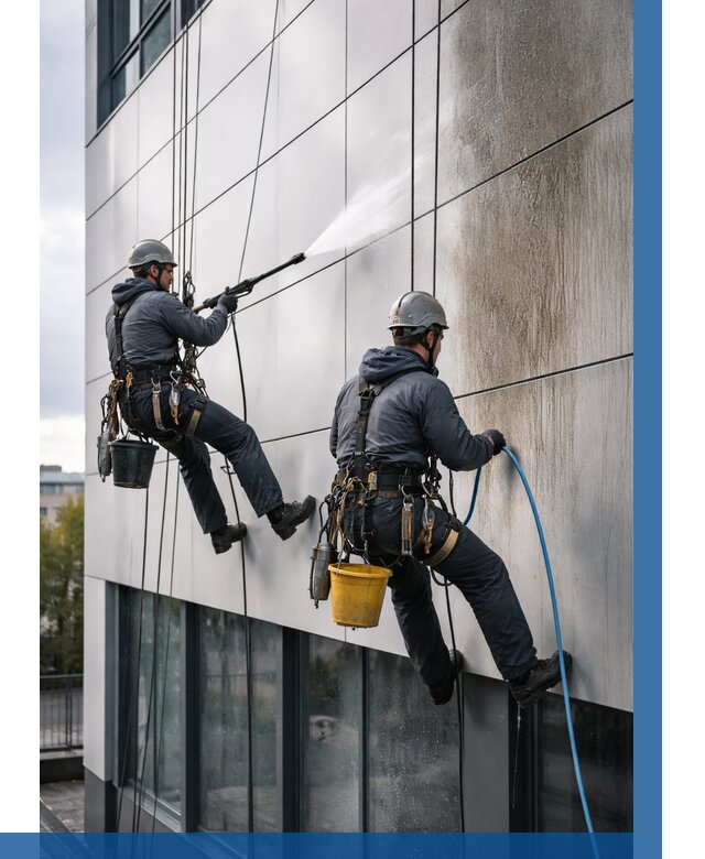 Мойка фасада из композита в Азове по цене от 308 р. | ВЫСОТНИК-Азв