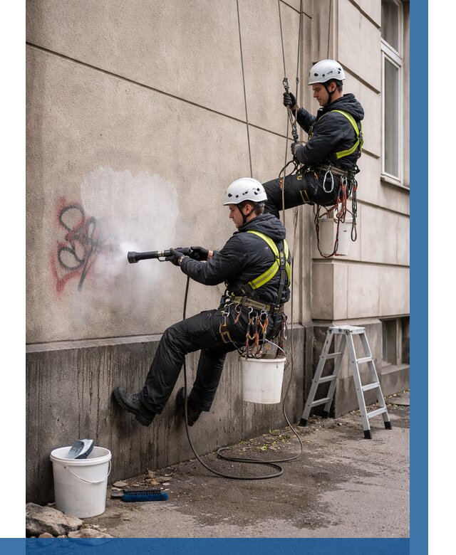 Удаление граффити с фасада в Азове от 4621 р. | ВЫСОТНИК-Азв