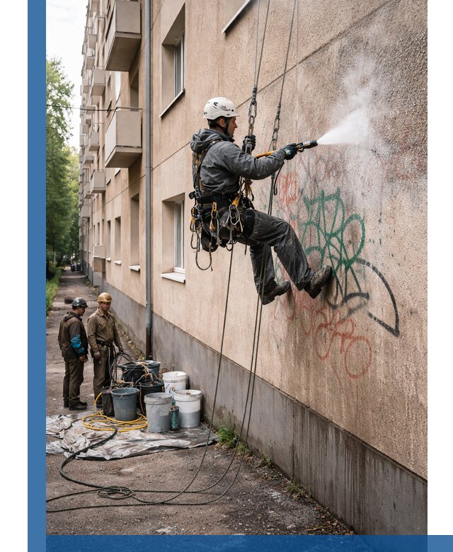 Удаление граффити с фасада в Азове без следов и повреждений