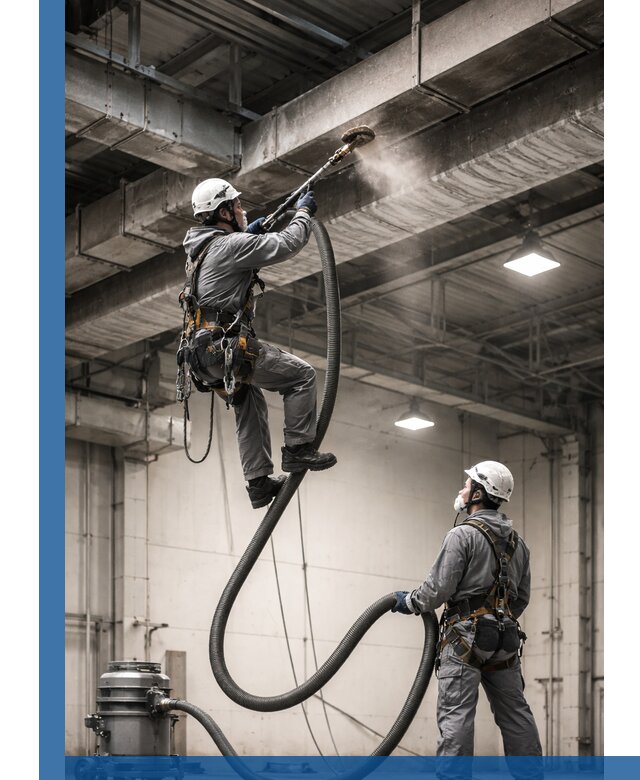 Обеспыливание потолочных конструкций в Азове промышленным альпинизмом