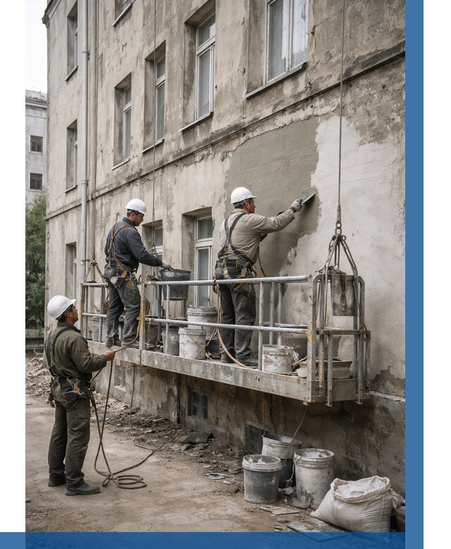 Капитальный ремонт фасада в Азове от 4313 р. | ВЫСОТНИК-Азв