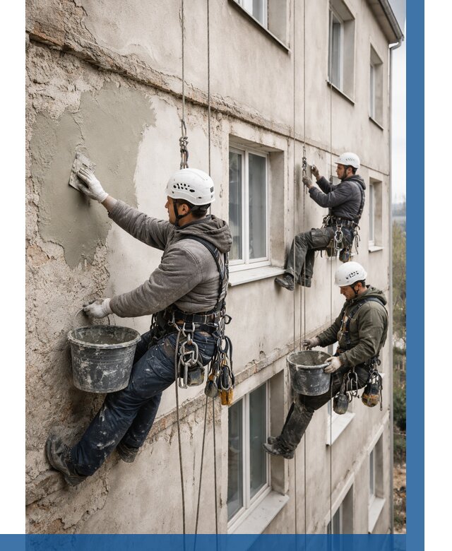 Ремонт штукатурного фасада в Азове от 770 р. под ключ | ВЫСОТНИК-Азв