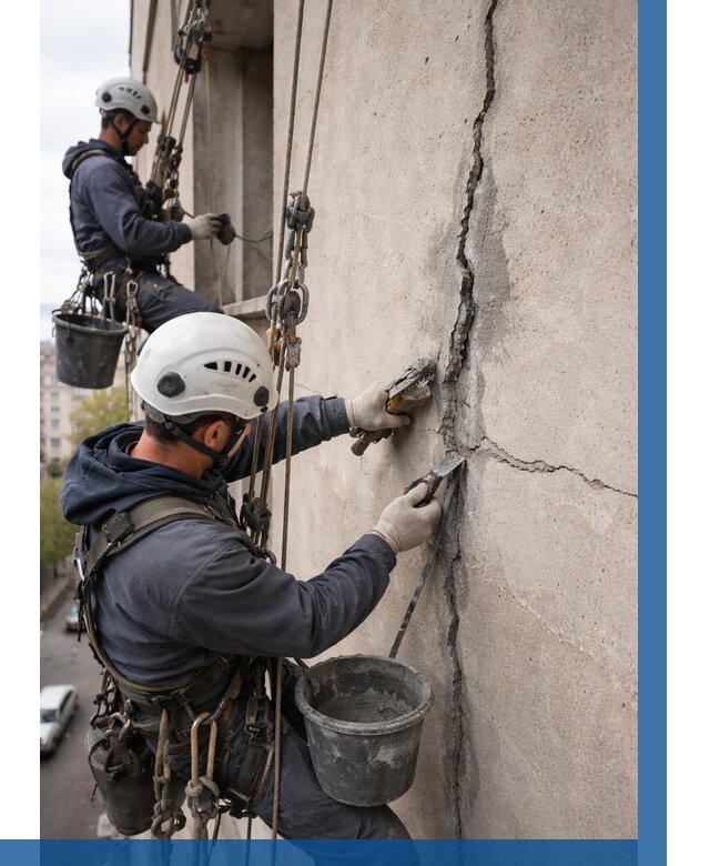 Заделка трещин на фасаде в Азове от 924 р. | ВЫСОТНИК-Азв