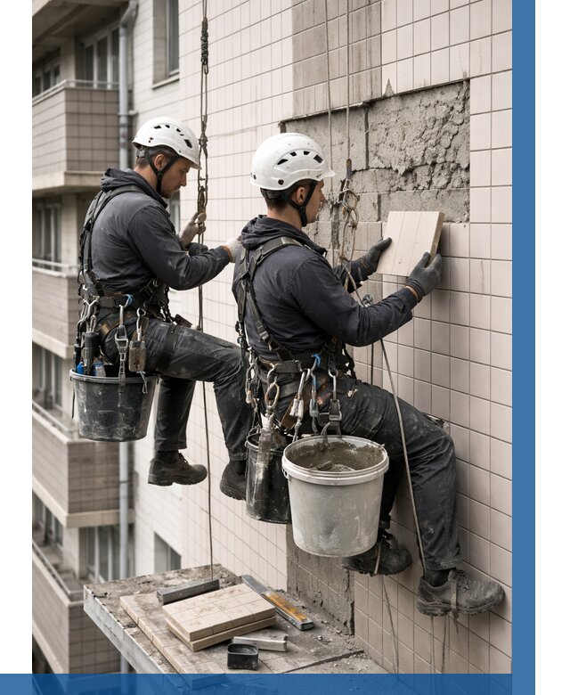 Ремонт облицовки фасада плиткой в Азове от 1848 р. | ВЫСОТНИК-Азв