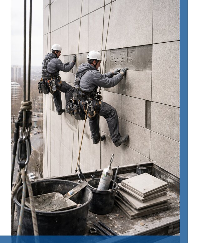 Ремонт фасада из керамогранита в Азове от 2567 р. | ВЫСОТНИК-Азв