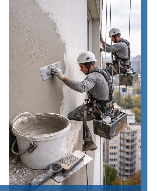 Шпаклевка фасада на высоте в Азове от 719 р. | ВЫСОТНИК-Азв