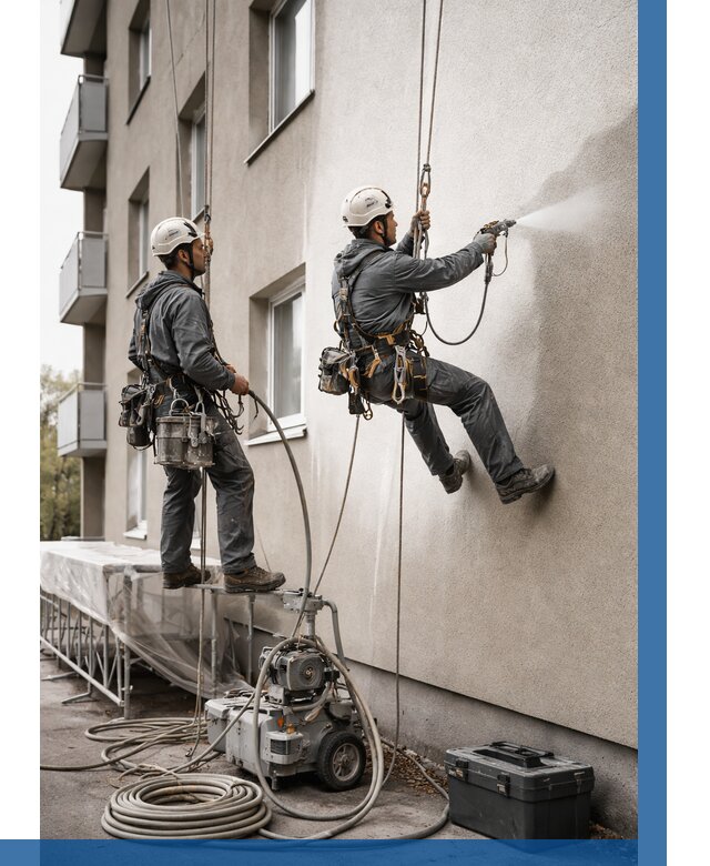 Безвоздушная покраска фасада в Азове от 226 р/м² | ВЫСОТНИК-Азв