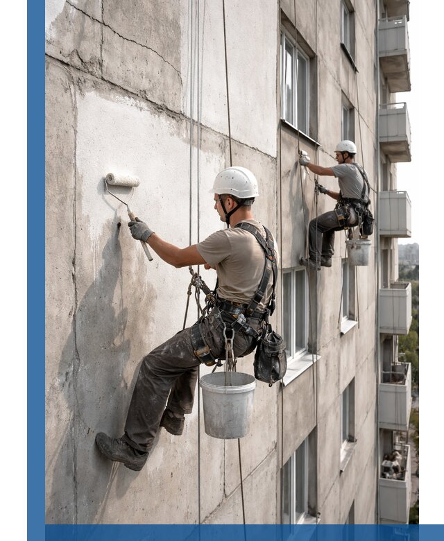 Покраска бетонного фасада в Азове для жилых и промышленных объектов