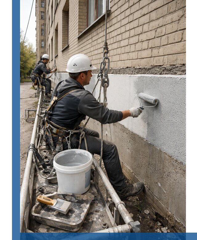 Окраска цоколя здания в Азове профессионально и надежно