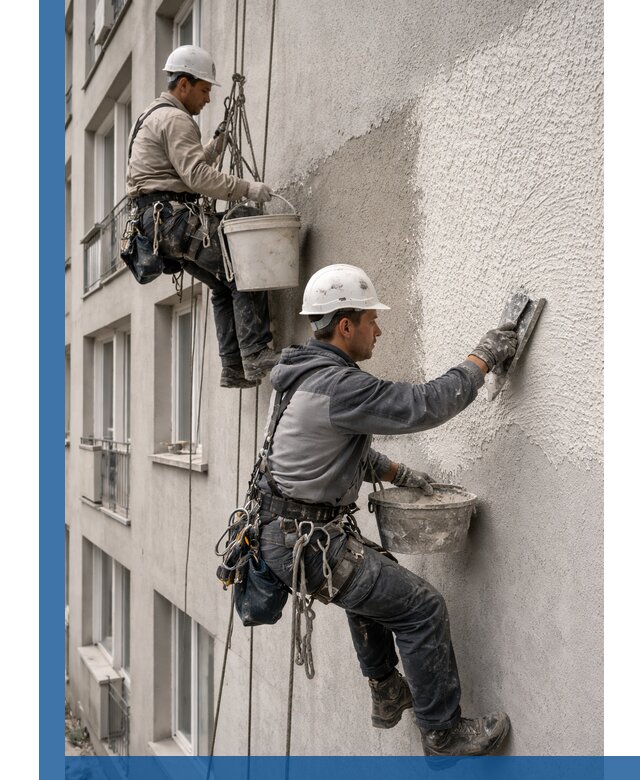 Нанесение декоративной штукатурки короед на фасад в Азове