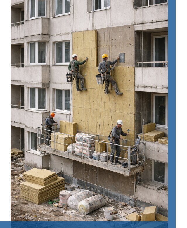 Утепление фасада минватой в Азове от 1540 р. | ВЫСОТНИК-Азв