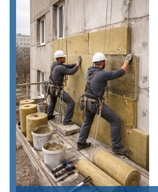 Утепление фасада минватой в Азове под ключ с гарантией