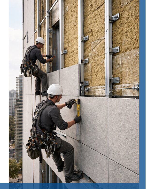 Монтаж вентилируемого фасада в Азове от 3594 р. | ВЫСОТНИК-Азв