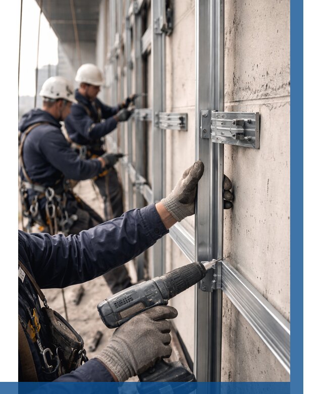 Монтаж подсистемы вентфасада в Азове от 873 р. | ВЫСОТНИК-Азв