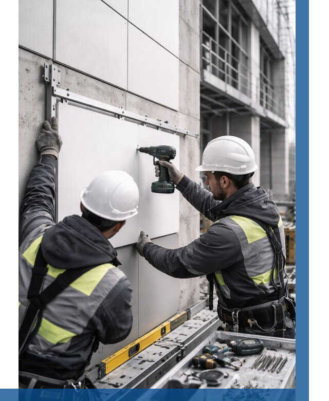 Монтаж композитных панелей фасада в Азове от 2567 р. | ВЫСОТНИК-Азв