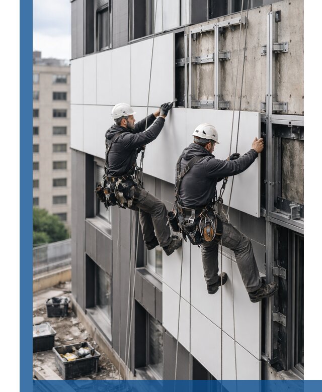 Монтаж композитных панелей фасада в Азове под ключ