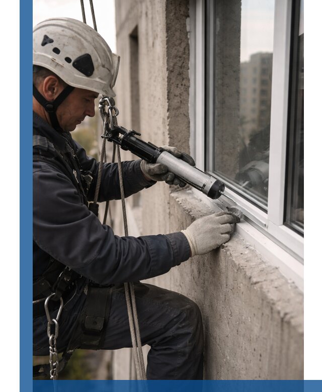 Герметизация оконных швов снаружи в Азове профессионально