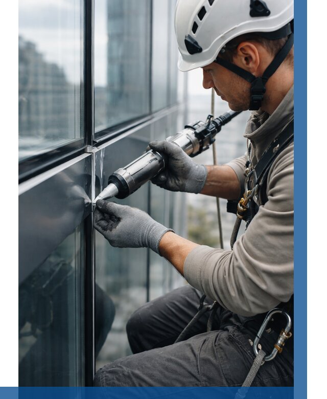 Герметизация стыков витража в Азове от 1232 р. | ВЫСОТНИК-Азв