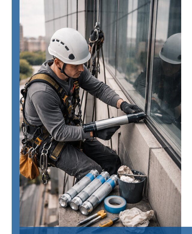 Герметизация стыков витража в Азове для герметичных фасадов