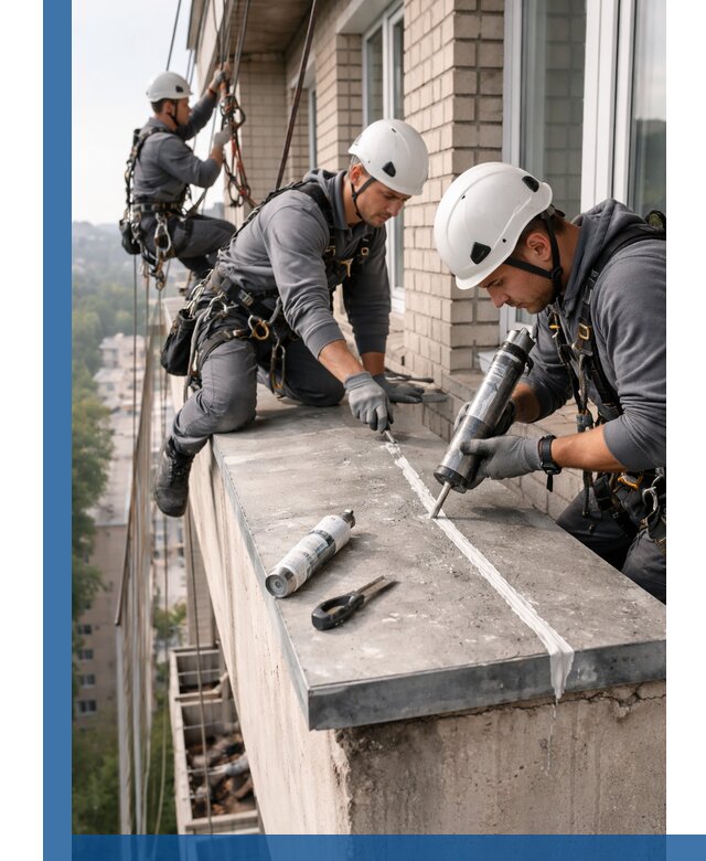 Герметизация балконного козырька в Азове профессионально