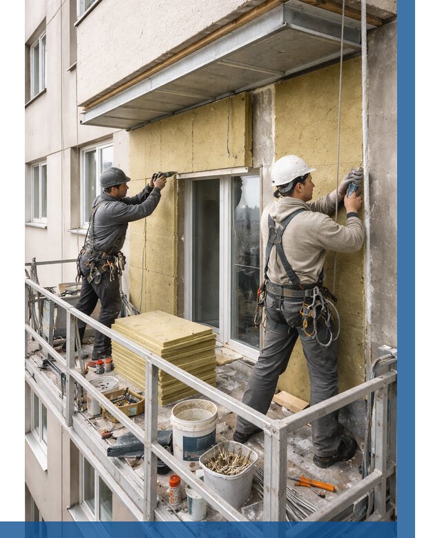 Утепление балкона снаружи в Азове от 1643 р. под ключ ВЫСОТНИК-Азв