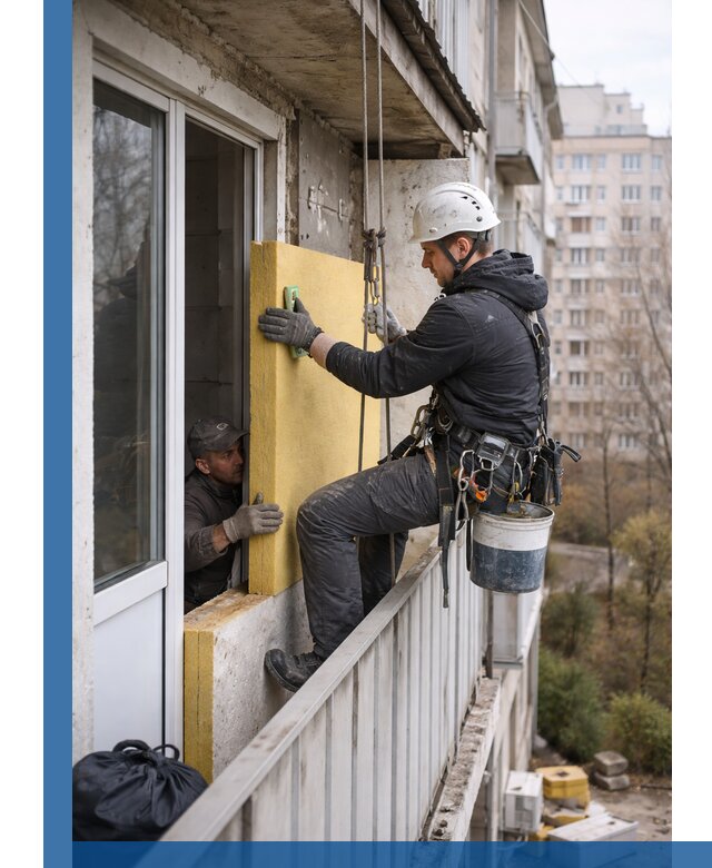 Профессиональное утепление балкона снаружи в Азове под ключ