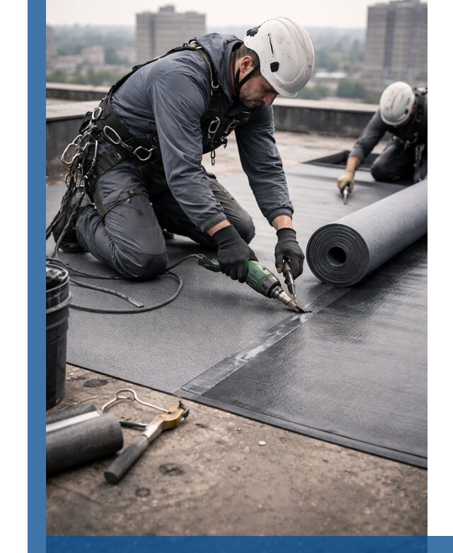 Ремонт мягкой кровли в Азове с выездом промальпинистов