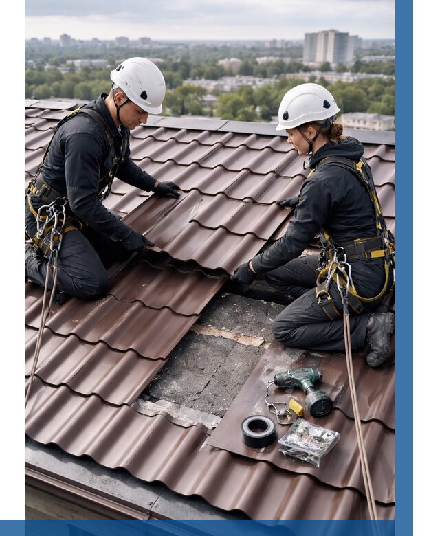 Ремонт металлочерепицы на крыше в Азове от 924 р. | ВЫСОТНИК-Азв