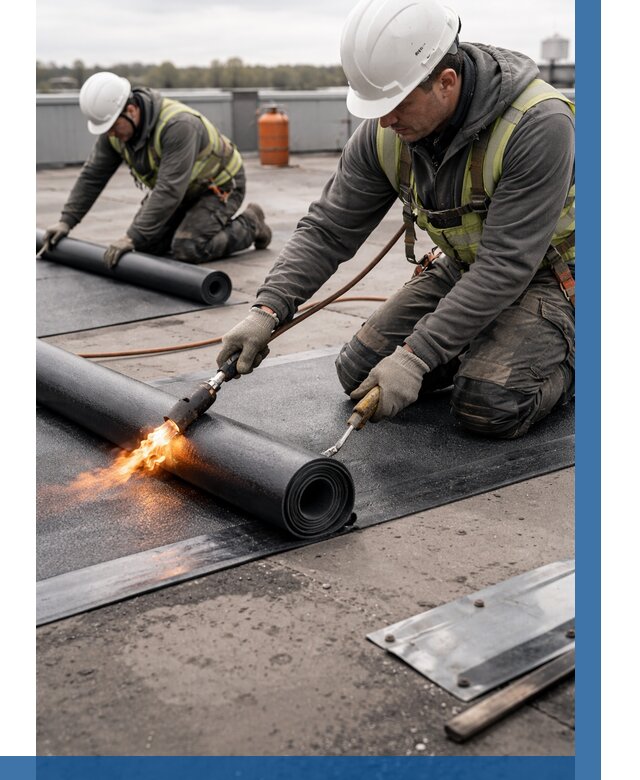 Монтаж наплавляемой кровли в Азове от 873 р. — ВЫСОТНИК-Азв