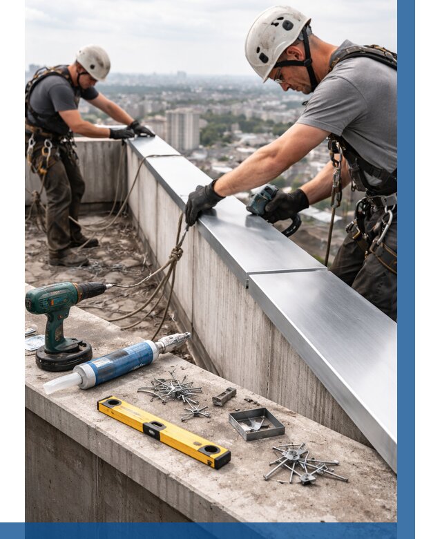 Монтаж парапетных крышек в Азове от 822 р. | ВЫСОТНИК-Азв