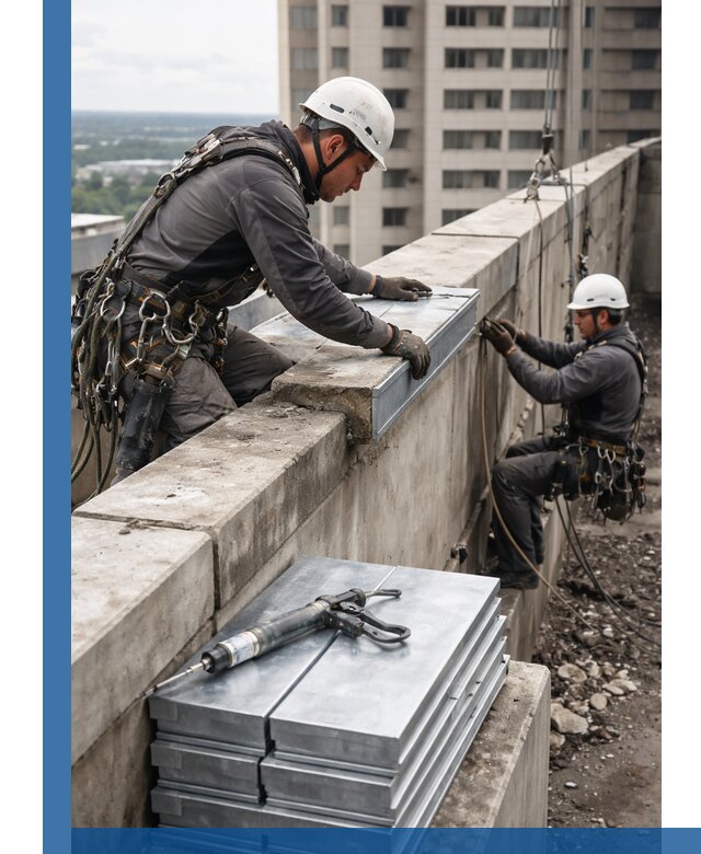 Замена парапетных крышек и установка новых в Азове