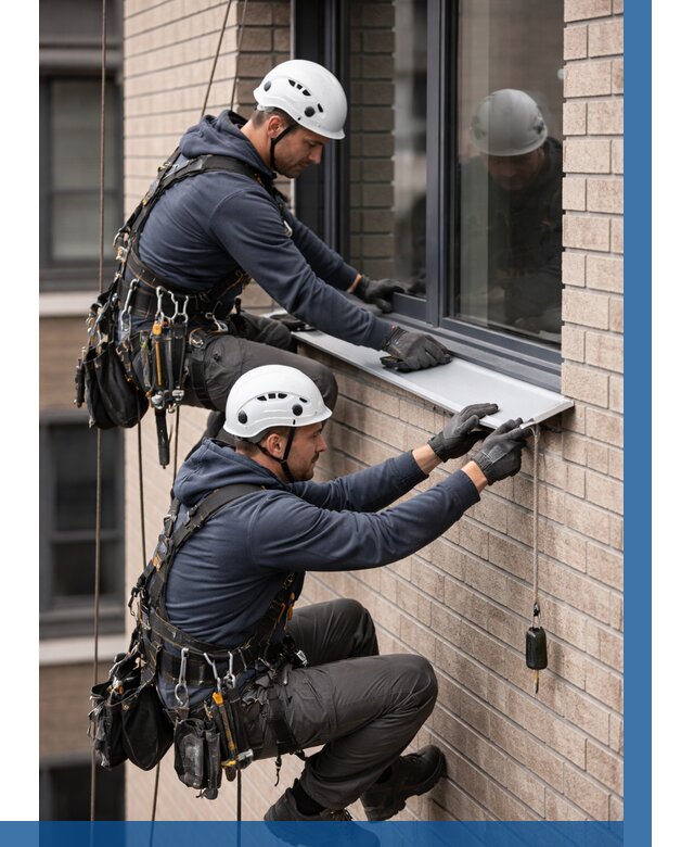 Монтаж оконных отливов под ключ в Азове от 3594 р. | ВЫСОТНИК-Азв