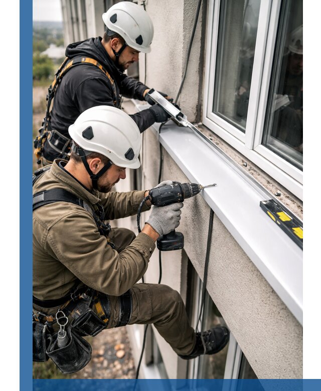 Профессиональный монтаж оконных отливов и отведения воды в Азове