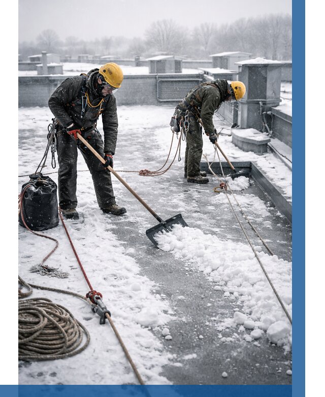 Очистка крыши от снега в Азове от 7702 р. | ВЫСОТНИК-Азв