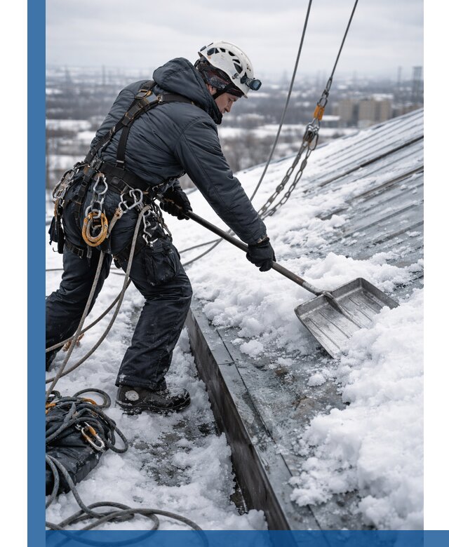 Профессиональная очистка кровли от снега и наледи в Азове