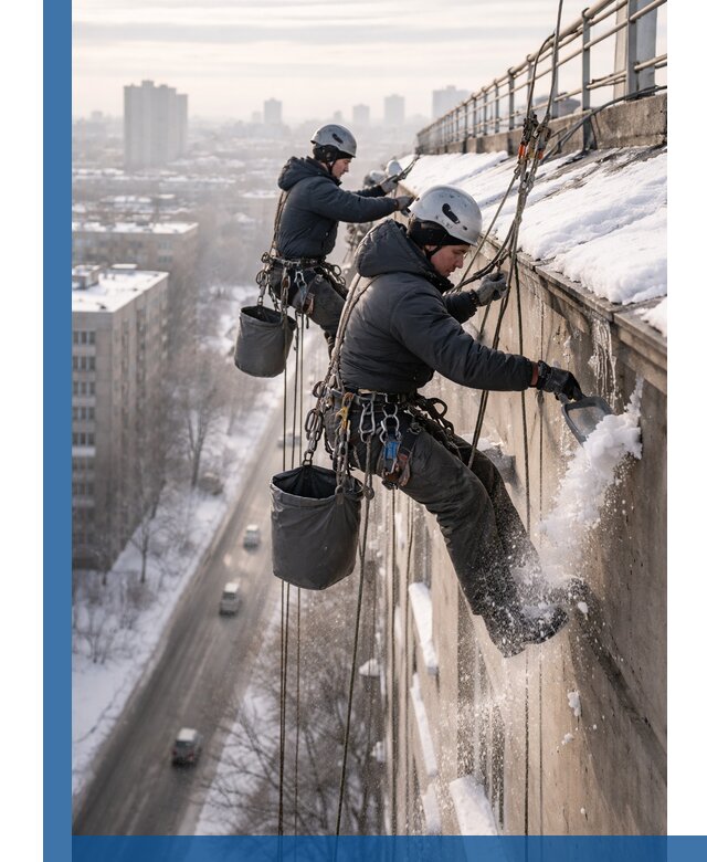 Очистка карнизов от снега в Азове профессионально и безопасно