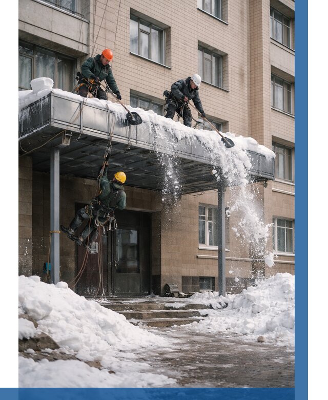 Очистка козырьков от снега в Азове от 3594 р. | ВЫСОТНИК-Азв