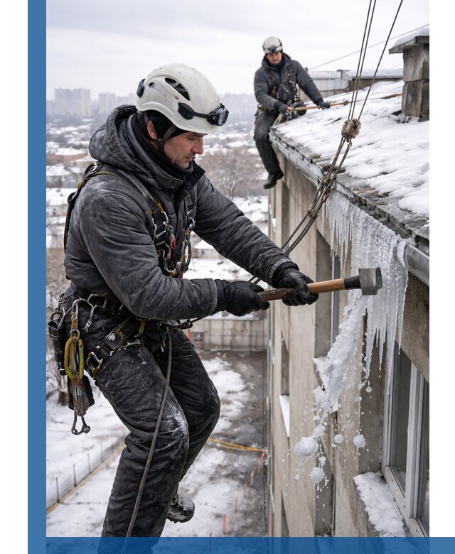 Сбивание и удаление сосулек с крыши в Азове безопасно