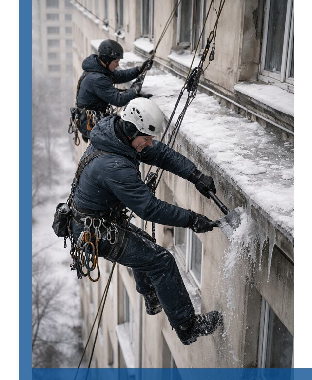 Удаление наледи и сосулек с карнизов в Азове профессионально