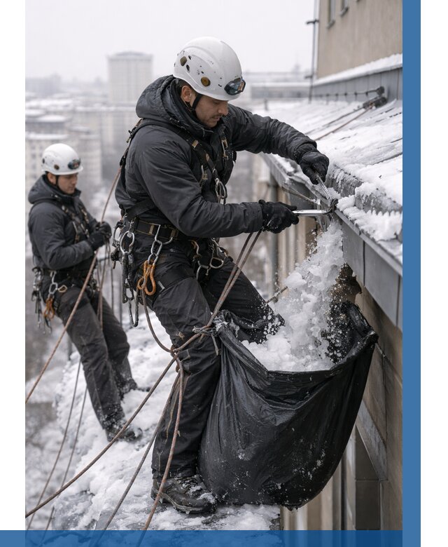 Аварийная очистка крыши в Азове под ключ от 308 р. | ВЫСОТНИК-Азв