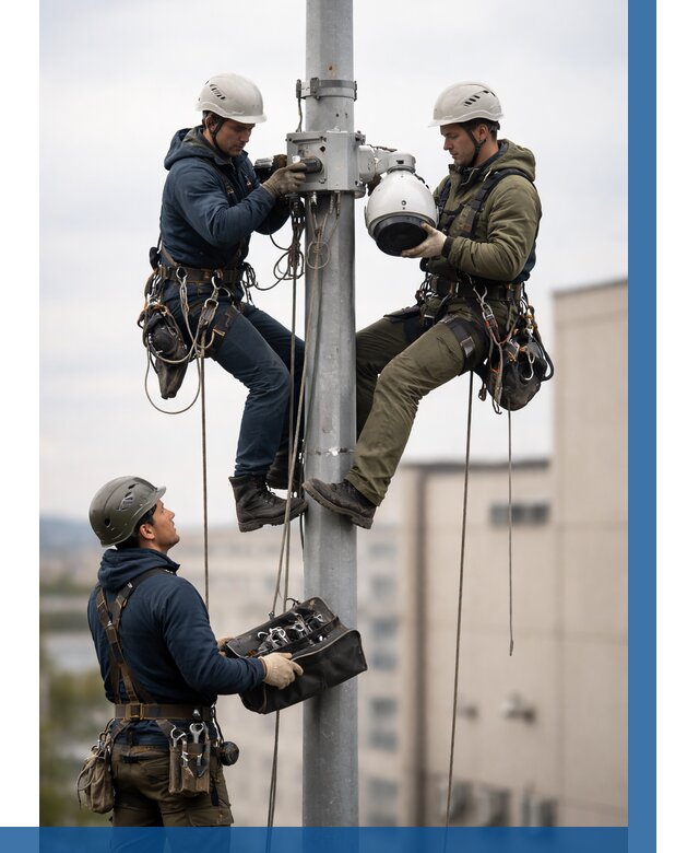 Установка видеокамер на мачте в Азове от 8729 р. | ВЫСОТНИК-Азв