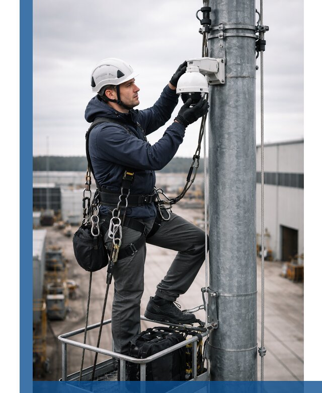 Профессиональная установка видеокамер на мачте в Азове