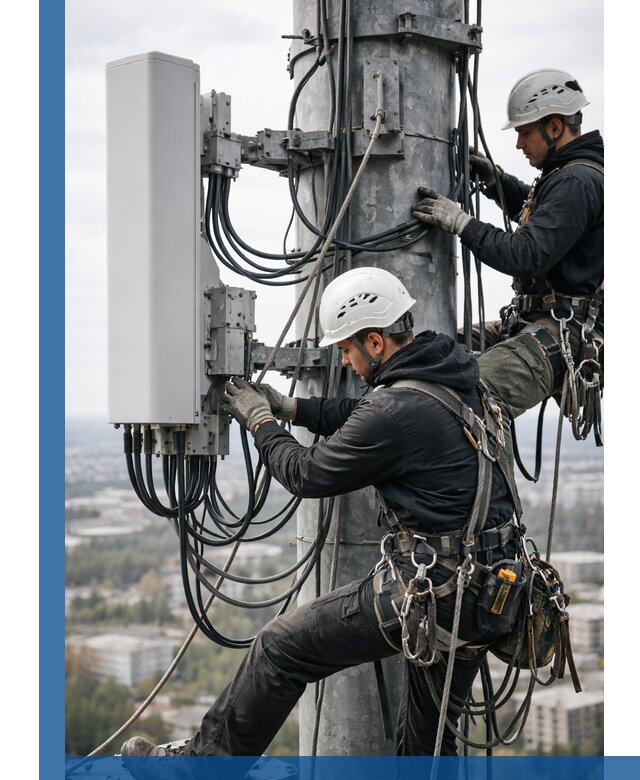 Монтаж оборудования связи на мачте в Азове с пусконаладкой