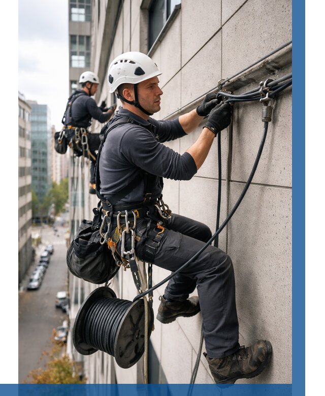 Прокладка кабеля по фасаду в Азове от 359 р. | ВЫСОТНИК-Азв