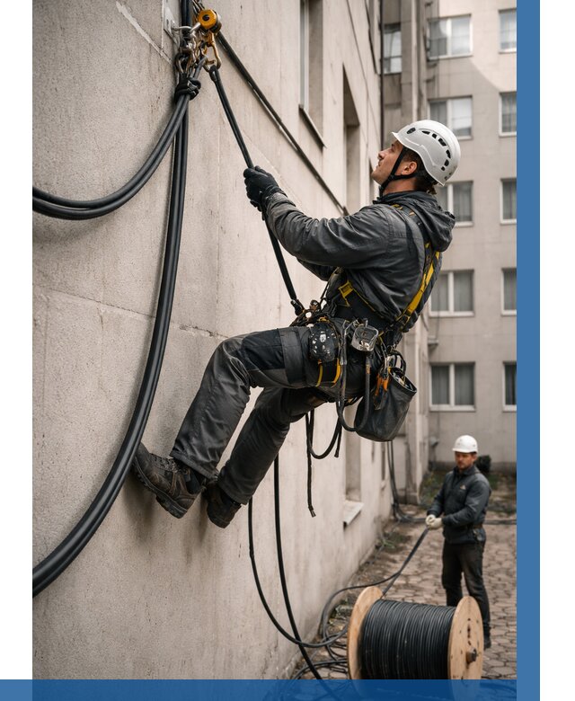 Протяжка кабеля питания на высоте в Азове от 462 р. | ВЫСОТНИК-Азв