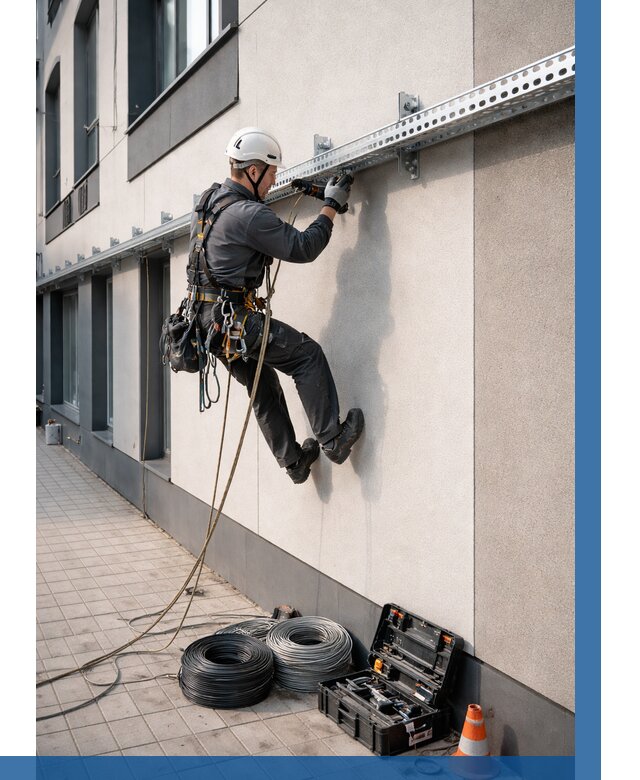 Монтаж кабельных лотков на фасаде в Азове от 1232 р. | ВЫСОТНИК-Азв