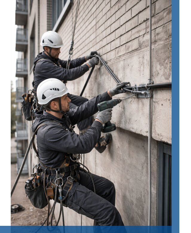 Крепление кабеля на фасаде в Азове от 359 р. | ВЫСОТНИК-Азв