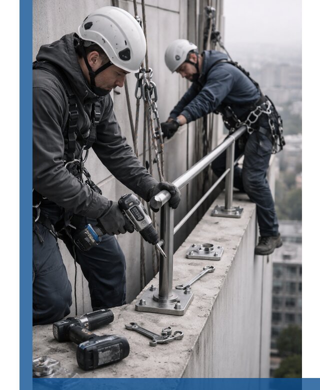 Монтаж перил на высоте в Азове для жилых и промобъектов