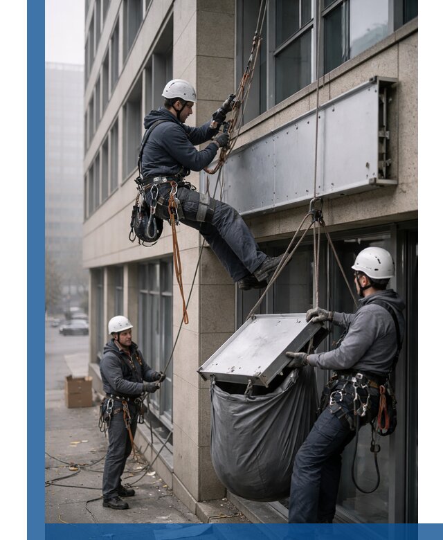 Демонтаж рекламной вывески с высотными работами в Азове